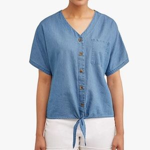 Time and Tru Button Down Chambray Blouse